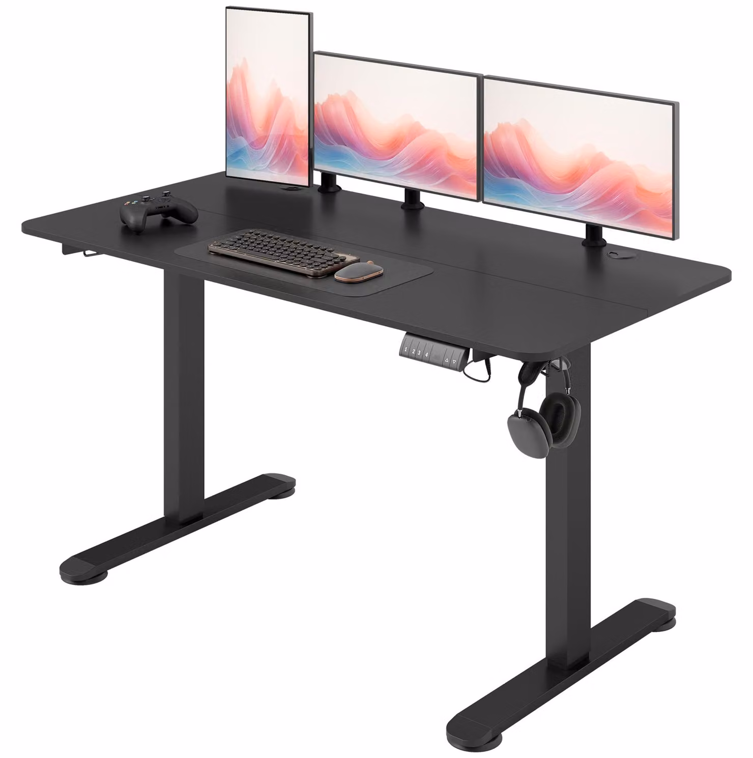 Vinsetto Scrivania regolabile in altezza 140 x 70 cm, scrivania per computer, nera