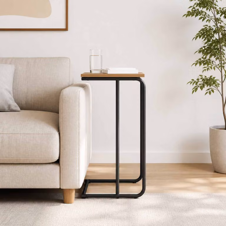 vidaXL Tavolo laterale moderno in legno e metallo colore marrone L 40 cm, P 31 cm, H 55 cm
