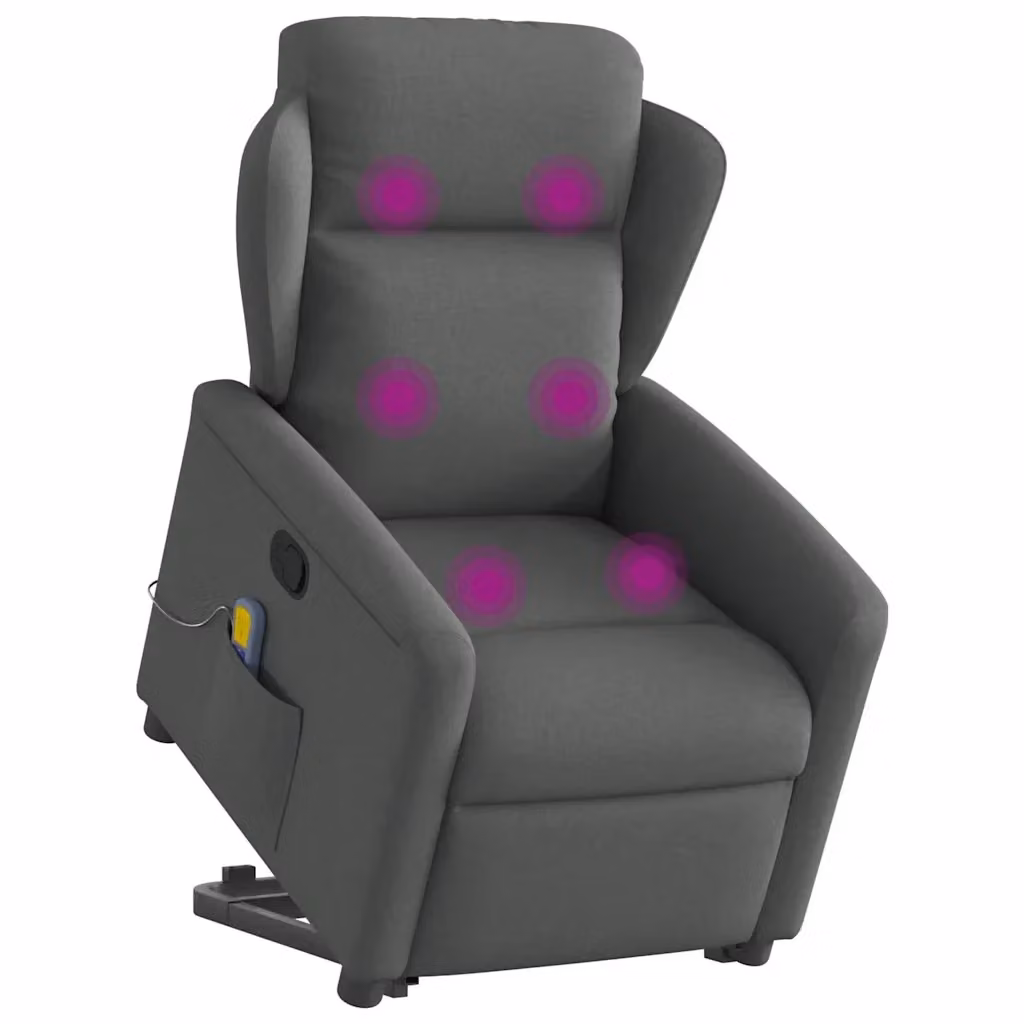 Poltrona Alzapersona Reclinabile con Massaggio vidaXL Grigio con Braccioli e Supporto Elettrico per Senior – 2