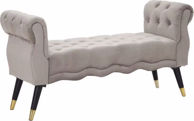 Panca Paris Charme1921 in velluto grigio e oro con struttura in legno L: 120 cm, P: 40 cm, H: 60 cm – 1