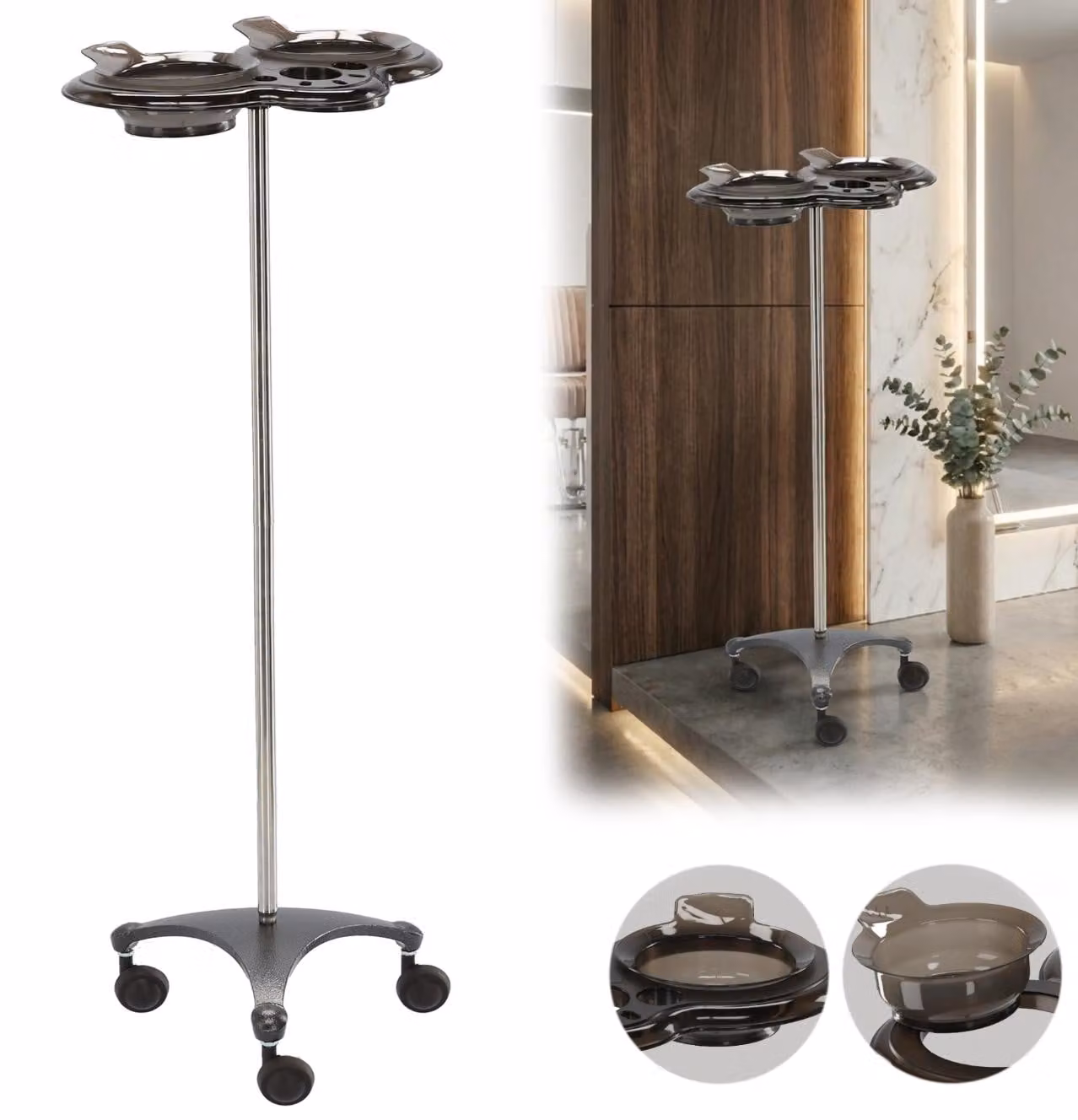 Carrello per parrucchiere per tinture, con stativo e ruote S-0150