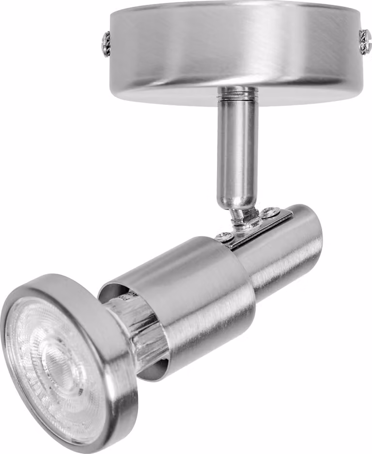 OSRAM LED spot GU10 con OSRAM LED, luce bianca calda (2700 K), orientabile, faretto a soffitto e a parete in nichel spazzolato, 2,6W, 230 lm