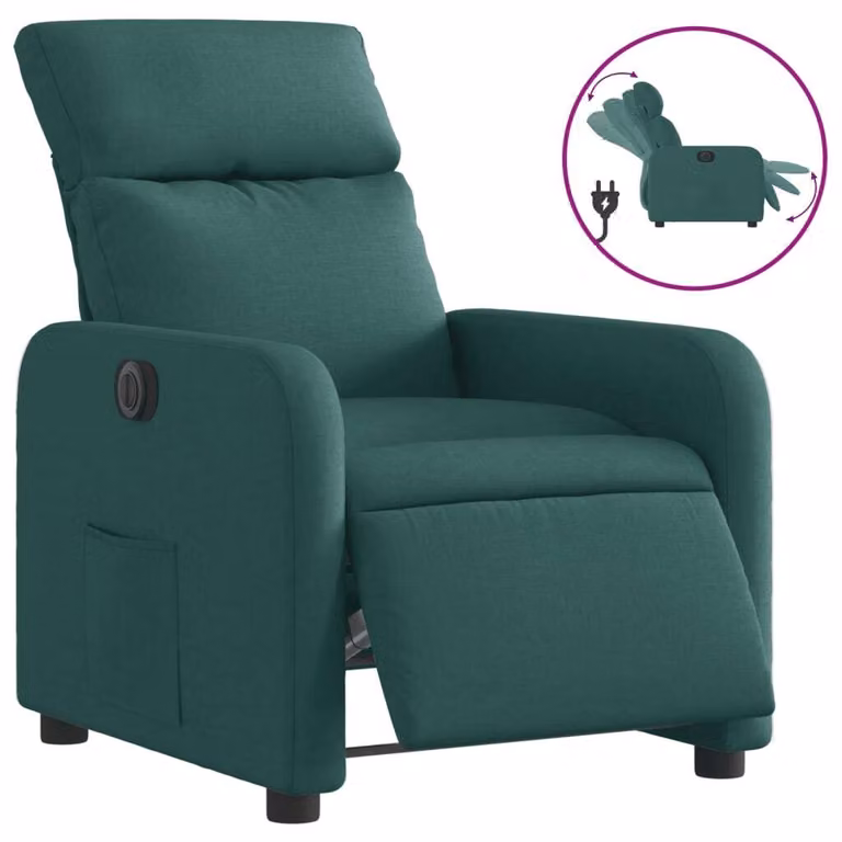 Recliner elettrico in tessuto verde scuro
