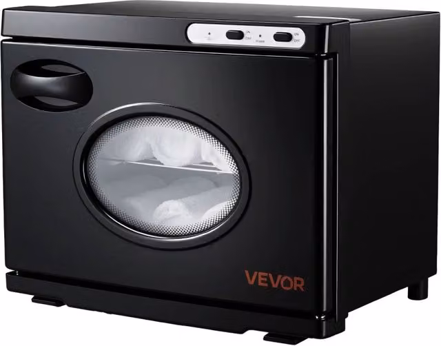 Scaldasciugamani Elettrico RTD-23A da 23L 239W per 36 Asciugamani con Finestra Trasparente in Acciaio Inox e ABS Nero per Spa e Salone