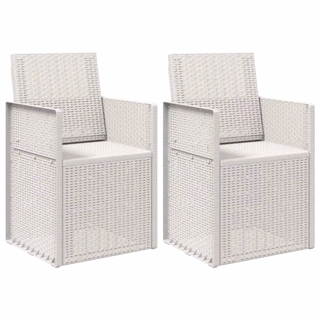 Set di 2 sedie da giardino e terrazzo vidaXL bianche in plastica resistente ai raggi UV e alle intemperie – 2