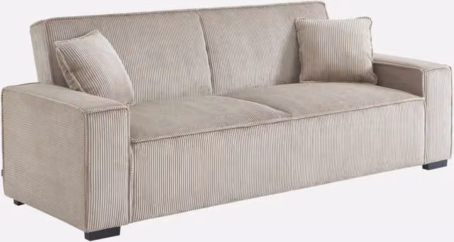Divano letto in velluto a coste, 3 posti, beige