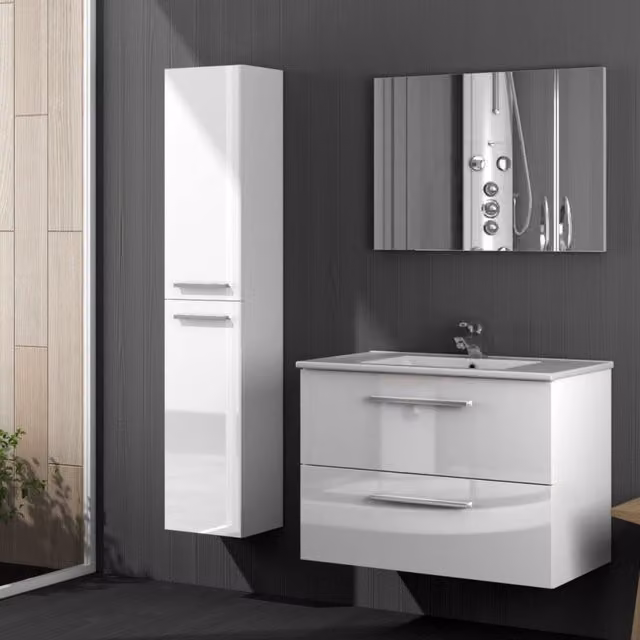 Colonna da bagno Aruba Iperbriko bianca con ante a battente, L/P/H: 30 x 25 x 150 cm