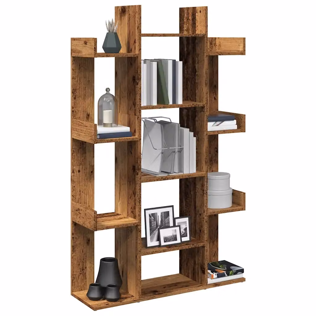 Libreria vidaXL in Legno Multistrato e MDF, Stile Rustico, Colore Marrone, L 86 cm x P 25,5 cm x H 140 cm