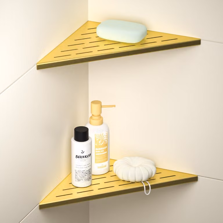 Mensola angolare in acciaio inossidabile 304, 30,5 cm, color oro, confezione da 2 pezzi