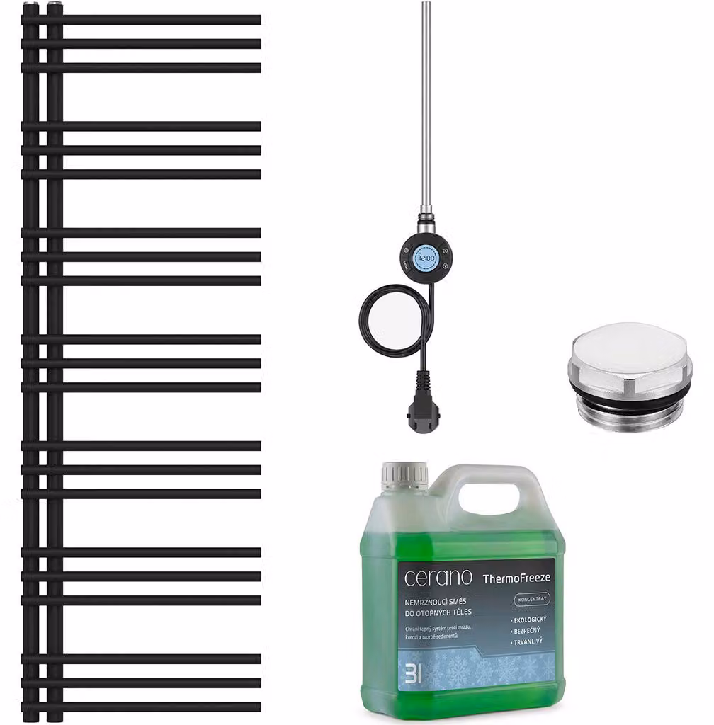 Kit radiatore elettrico da bagno Burke - L/P - Wi-Fi - 600W - nero opaco - 1500x500 mm