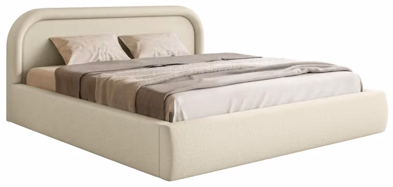 Selsey RUVI - Letto imbottito con rete a doghe e spazio contenitore, color beige, 160x200 cm