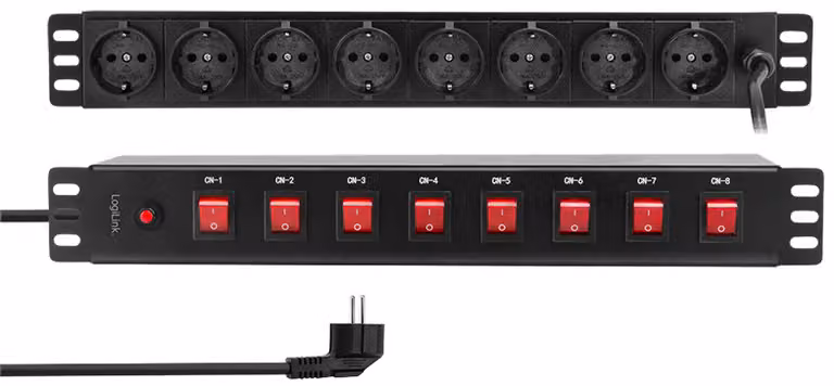 LogiLink Professional PDU8D01, multipresa da 19", 8 prese, commutabili singolarmente