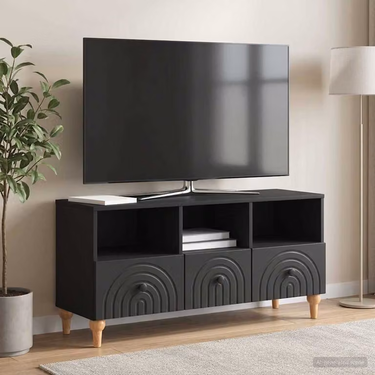 Mobile TV moderno vidaXL in legno ingegnerizzato nero L: 102 cm, P: 34,5 cm, H: 50 cm