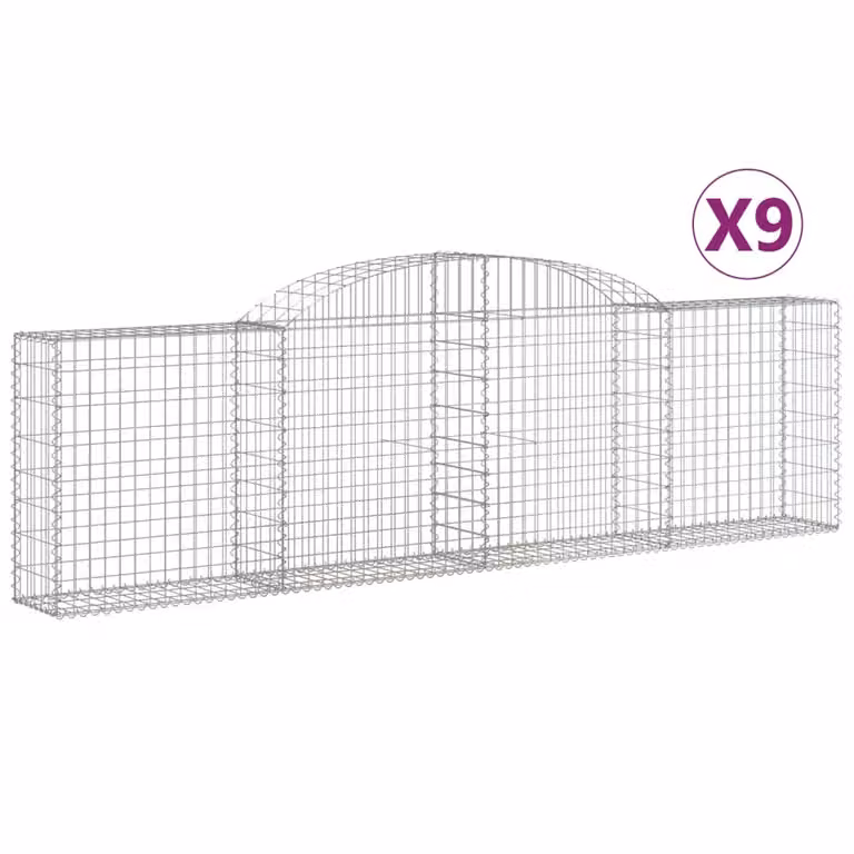 Cesti Gabbioni ad Arco 9 pz 300x30x80/100 cm Ferro Zincato