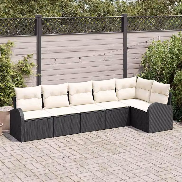 Maison Exclusive - Set Divano da Giardino 6 pcs Nero e Bianco polyrattan