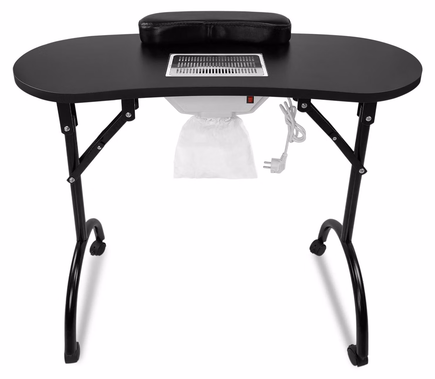 Tavolo da manicure pieghevole con ruote, tavolo da manicure mobile con cassetto e borsa da trasporto, tavolo cosmetico portatile per saloni di bellezza e uso domestico, tavolo da lavoro pieghevole, 98 × 44 × 77 cm, nero