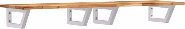 Ripiano a parete per lavabo in acciaio e legno di acacia oliato, bianco e marrone, L: 120 cm