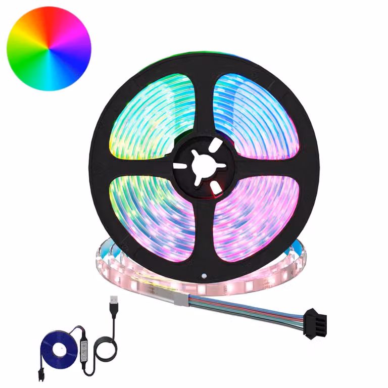 Set di 12 strisce LED RGB vidaXL multicolore con connessione USB in rame e plastica