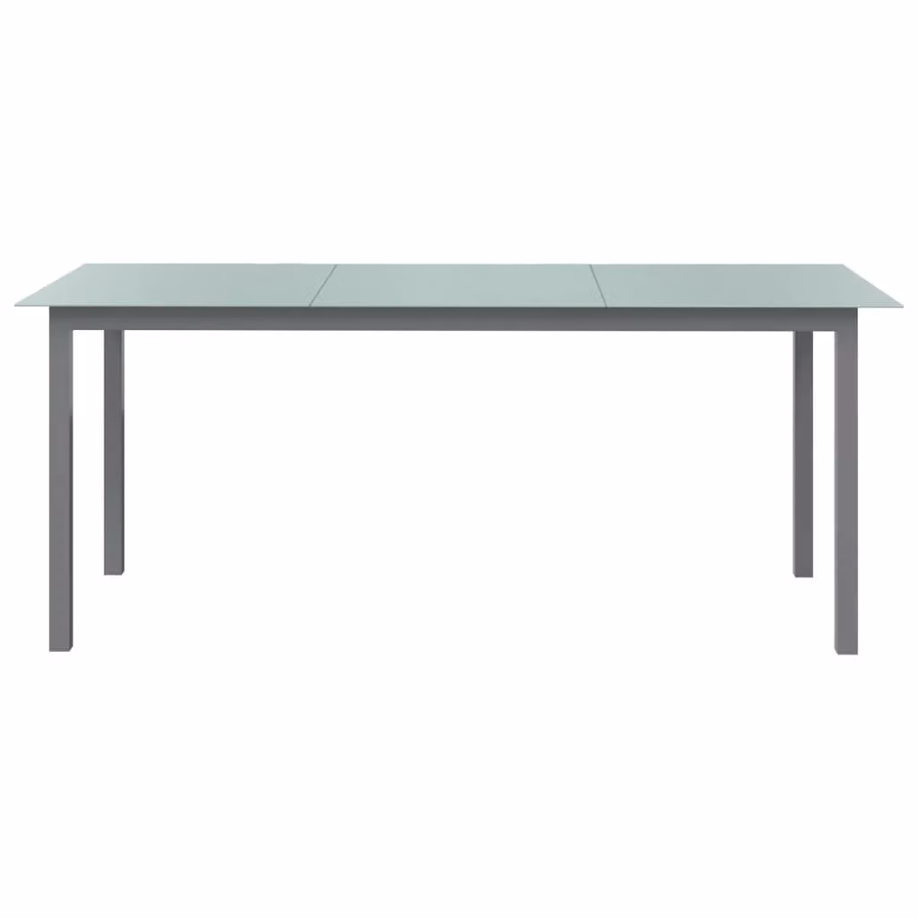 Tavolo da Giardino Grigio Chiaro 190x90x74cm Alluminio e Vetro