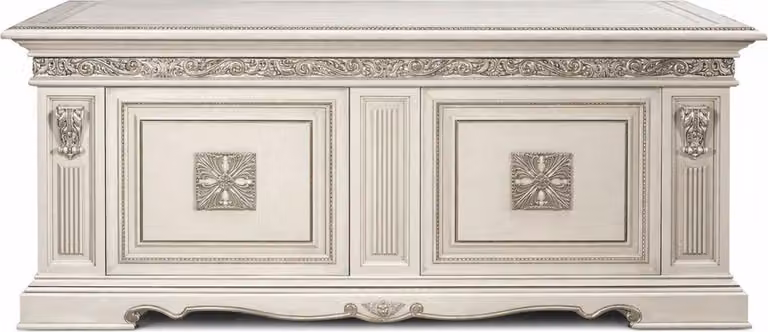 Casa Padrino Scrivania barocca Bianca / Argento 196 cm - Italy