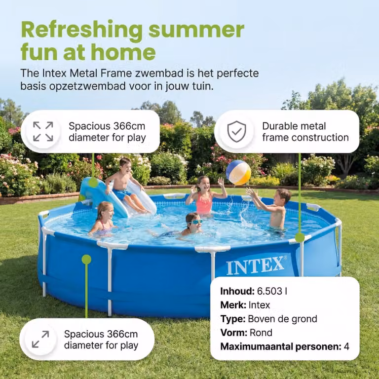 Piscina autoportante rettangolare - 366x76 cm - 4 pezzi - Modello S41541