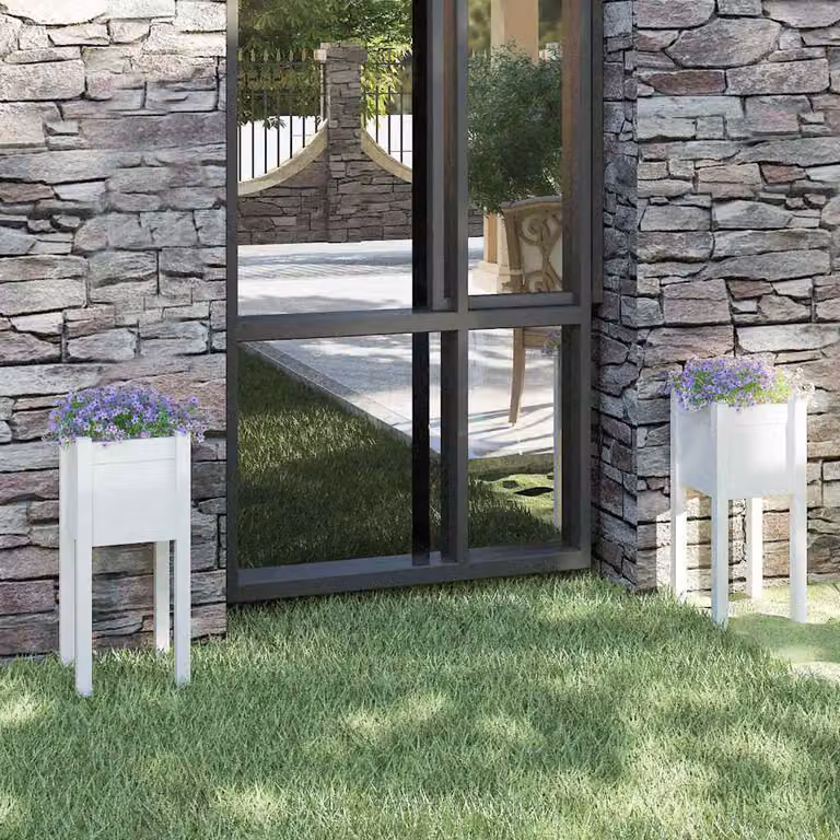 Set di 2 fioriere da giardino vidaXL in legno di pino, colore bianco, L/P/H: 31 x 31 x 70 cm