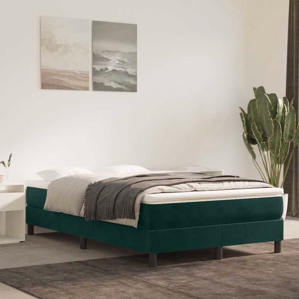 Struttura Letto a Rete con Molle vidaXL in Velluto Verde, L 120 x P 200 cm