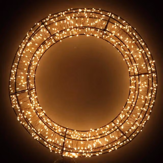 Ghirlanda di Natale IPERBRIKO in metallo con 900 LED a luce bianco caldo, colore rame, ø 38 cm, H 6,5 cm