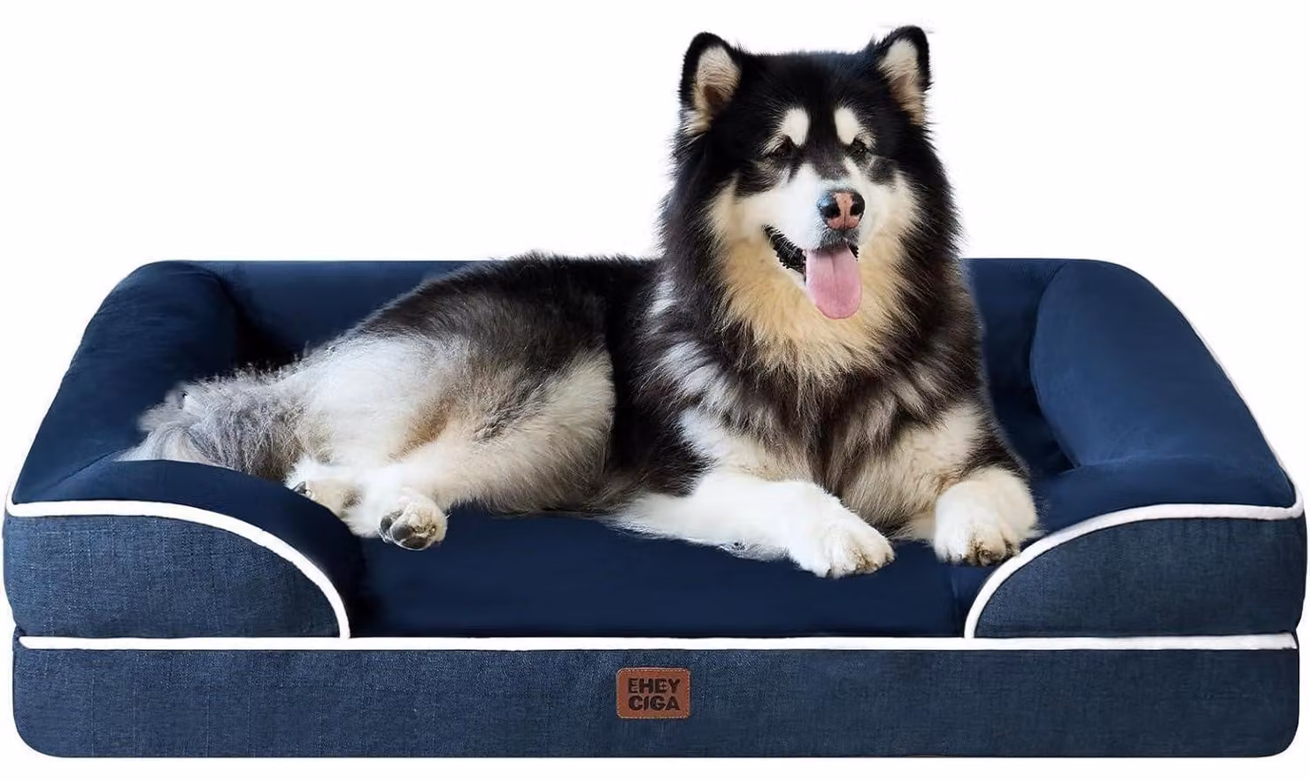 Cuccia ortopedica per cani, taglia XXL, 132x104 cm, realizzata in memory foam, a forma di cesta, lavabile, impermeabile, antiscivolo, colore blu navy