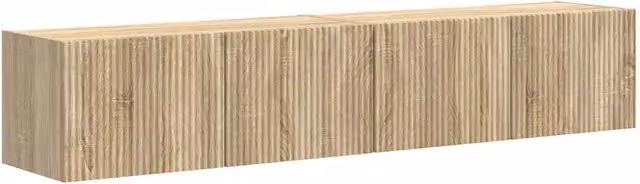 Set di 2 mobili TV a parete moderni con ripiani perfetti per soggiorno 78,5 x 31 x 29,5 cm in legno multistrato sonoma 02_0054904