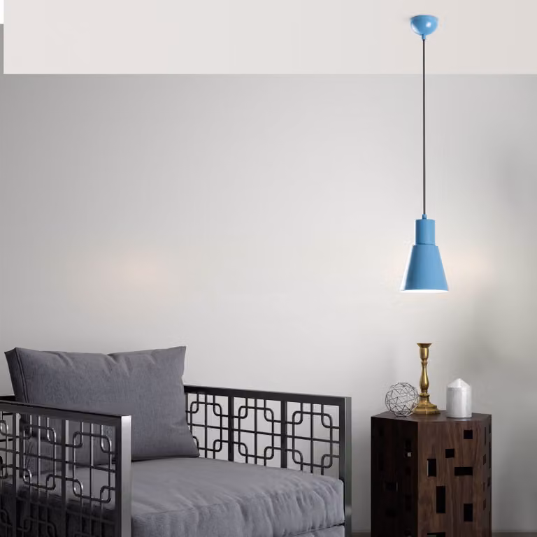 Opviq, Konikkem - Azzurro, lampadario, azzurro, CORPO IN METALLO, 14 x 14 x 27 - 114 cm