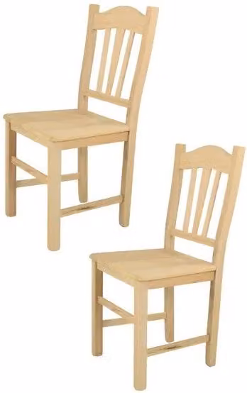 Set di 2 sedie da cucina classiche in legno grezzo Mobili 2G L/P/H: 43 x 46 x 90 cm