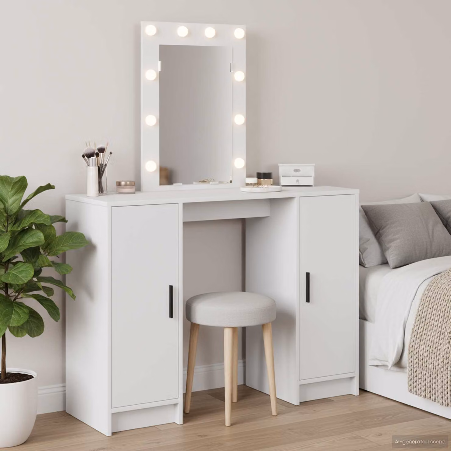 vidaXL Tavolo da Trucco Moderno Bianco in MDF L 102 x P 33 x H 135 cm