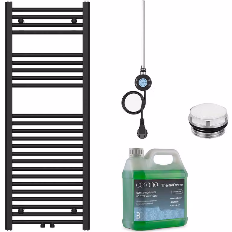 Set di radiatori elettrici da bagno Benito - Wi-Fi - 300W - nero opaco - 1200x450 mm