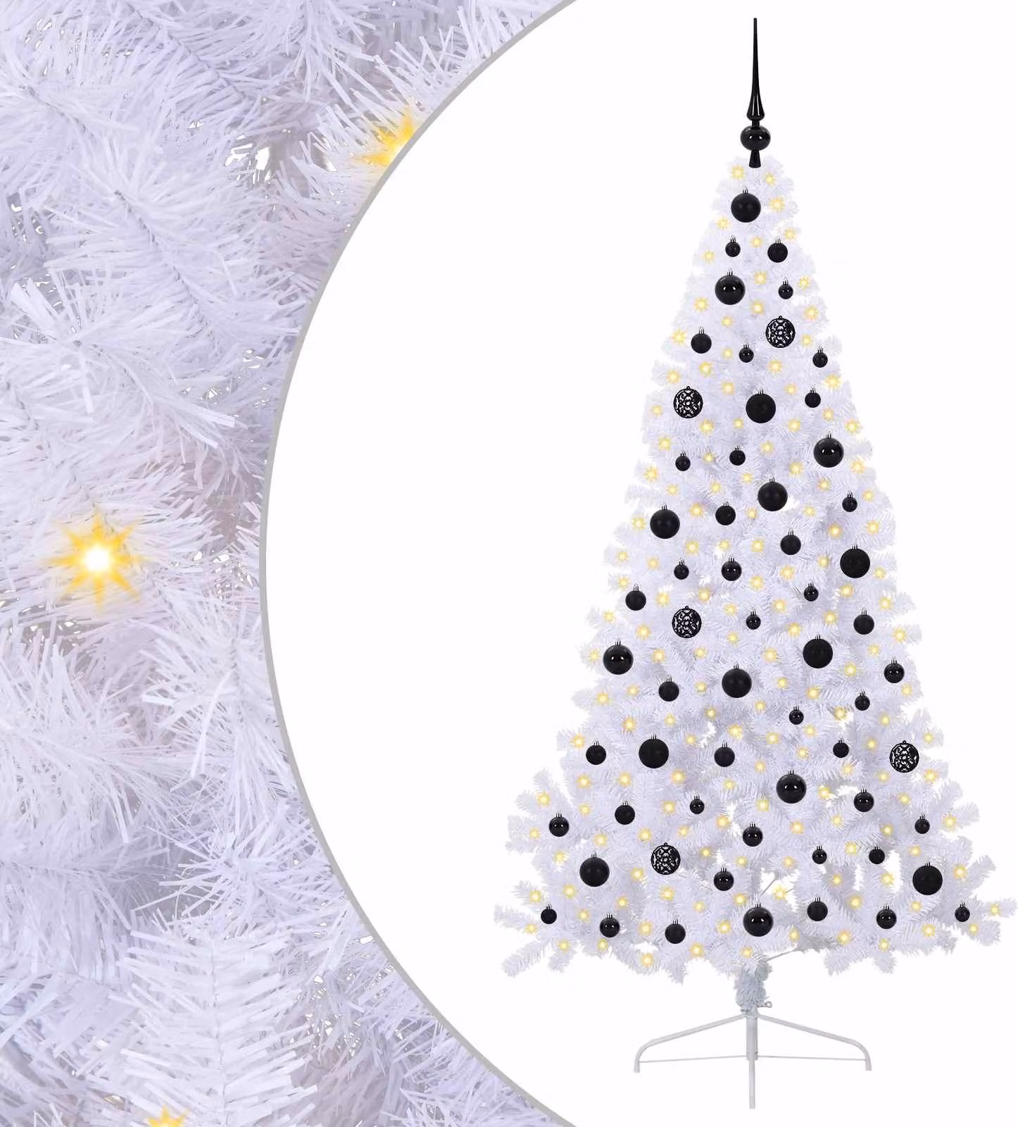 Albero di Natale artificiale bianco 180 cm in PVC e acciaio