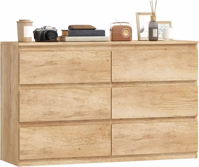 Cassettiera 6 cassetti senza maniglie stile moderno ¨C Xylo ¨C rovere 120x39x75 cm