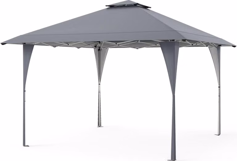 COSTWAY gazebo pop up 4x4m, gazebo da giardino regolabile in altezza con doppio tetto e borsa per il trasporto, gazebo pieghevole impermeabile da giardino tenda da festa stabile grigio