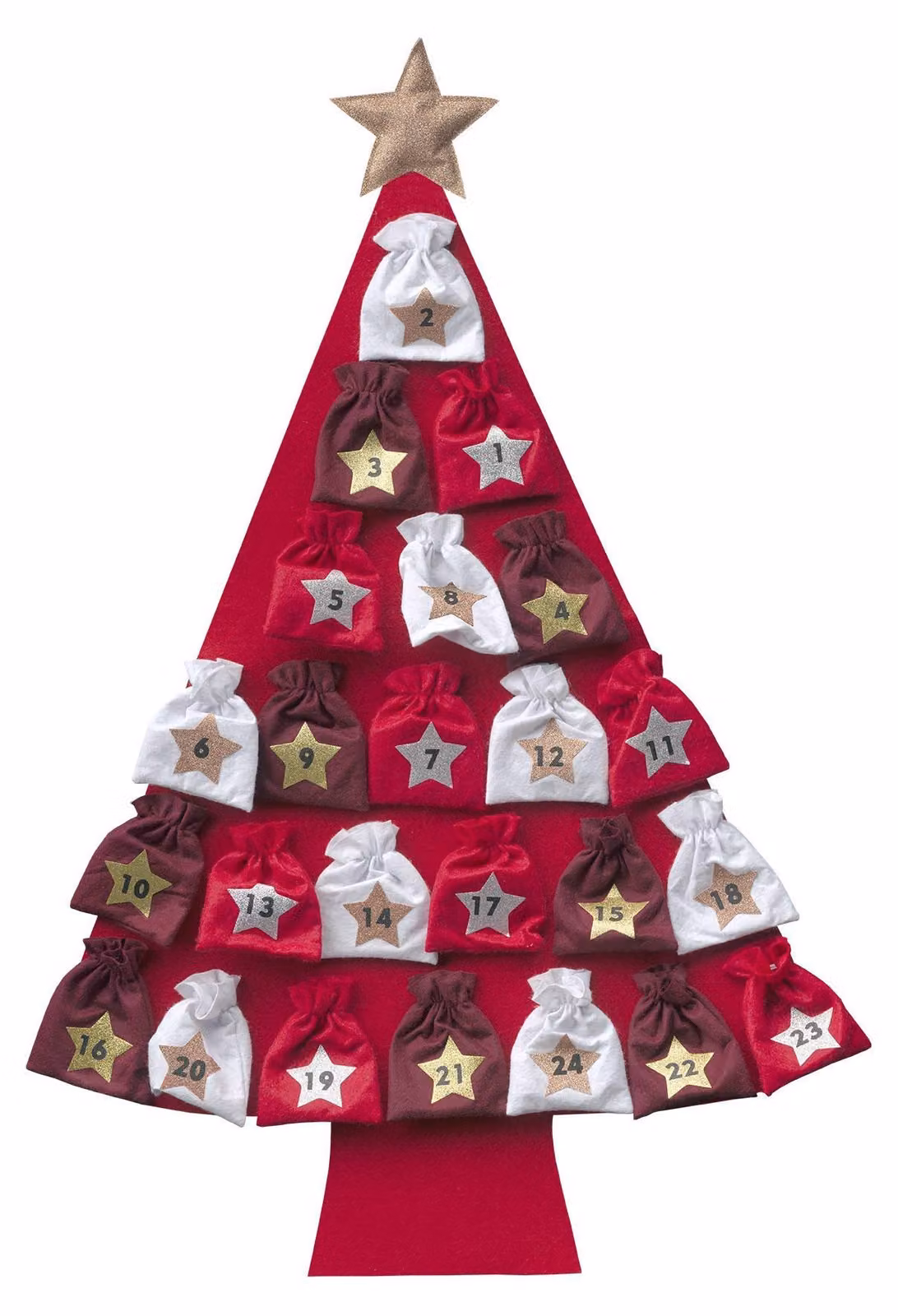 Calendario dell'Avvento a forma di albero - Da riempire - Rosso
