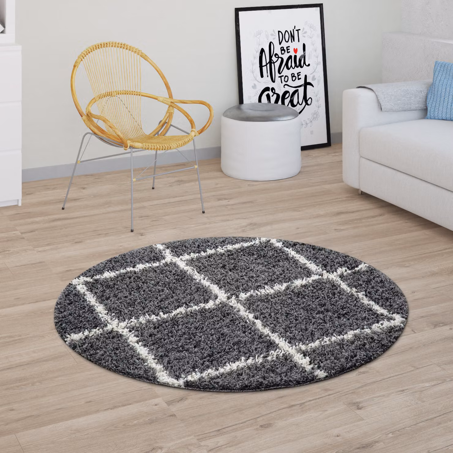 Tappeto shaggy Kalea antracite rotondo diametro: 200 cm – 2