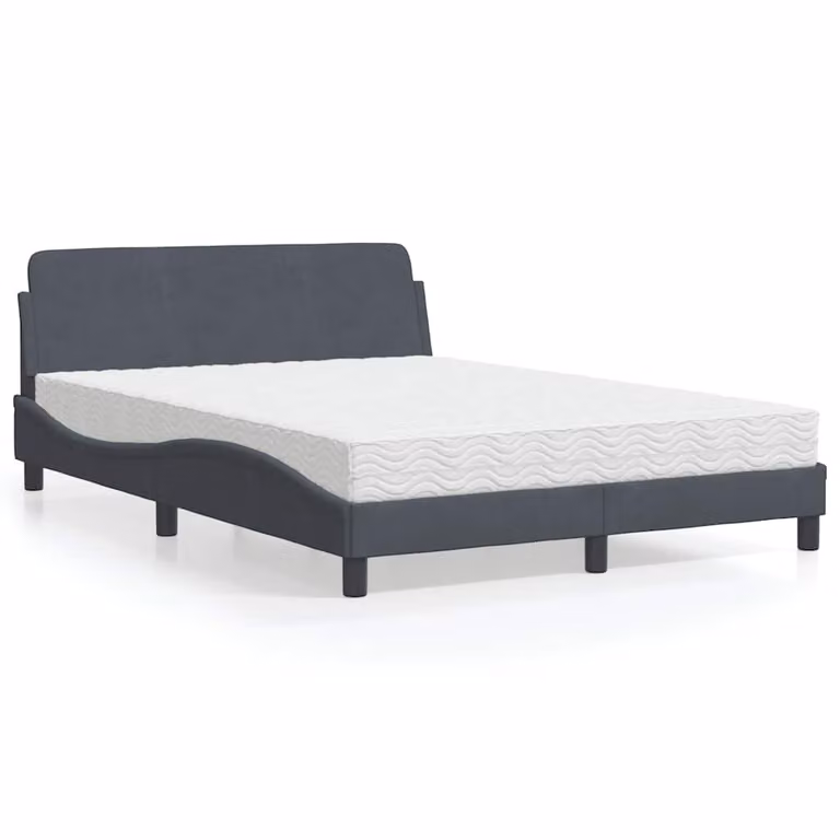 Letto con Materasso Dover vidaXL in Velluto Grigio Scuro L/P: 120 x 200 cm