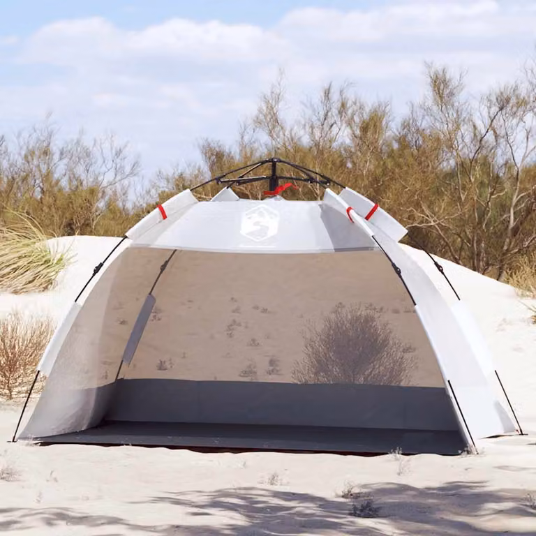 vidaXL Tenda da Spiaggia per 2 Persone Grigia Impermeabile in Poliestere L: 195 cm, P: 115 cm, H: 101 cm