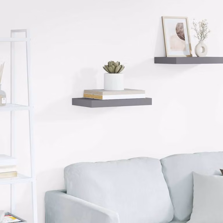 Scaffale a parete vidaXL Grigio in MDF e Metallo L 40 cm x P 23,5 cm x H 3,8 cm