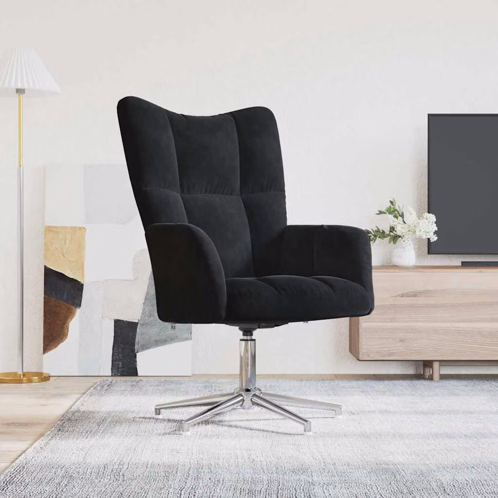 vidaXL Sedia Relax Nera in Velluto