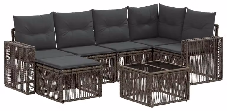 Set Divano da Giardino 7 pcs Grigio e Grigio Scuro polyrattan