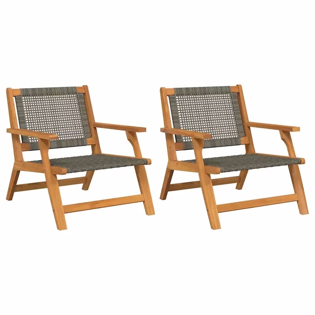 Set di arredi da giardino vidaXL in legno di acacia e tessuto textilene grigio, 2 pezzi, L: 67 cm, P: 78 cm, H: 73 cm – 2