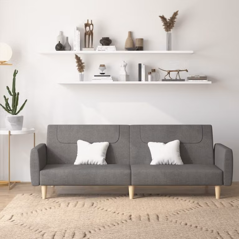 vidaXL Divano Letto Click-Clack Moderno in Tessuto Grigio con Struttura in Legno Solido e Poggiatesta Regolabile