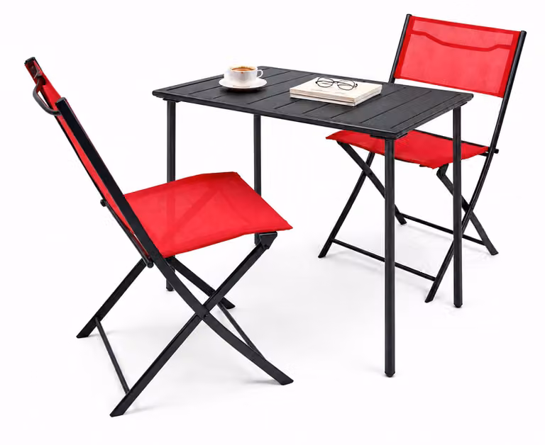 Set 3 pz mobili da giardino | gruppo posti a sedere gruppo da pranzo | 1xtable, 2x sedie | dimensioni tavolo ca. H. 72 x W. 80 x D. 55 cm | Pieghevole | Set Giardino - Sumila