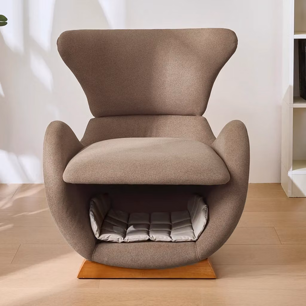 Poltrona Lounge Chicfurn con Nicchia per Animale, Design Moderno in Legno Marrone e Tessuto Antigraffio, H 76 x L 66 x P 69 cm – 2