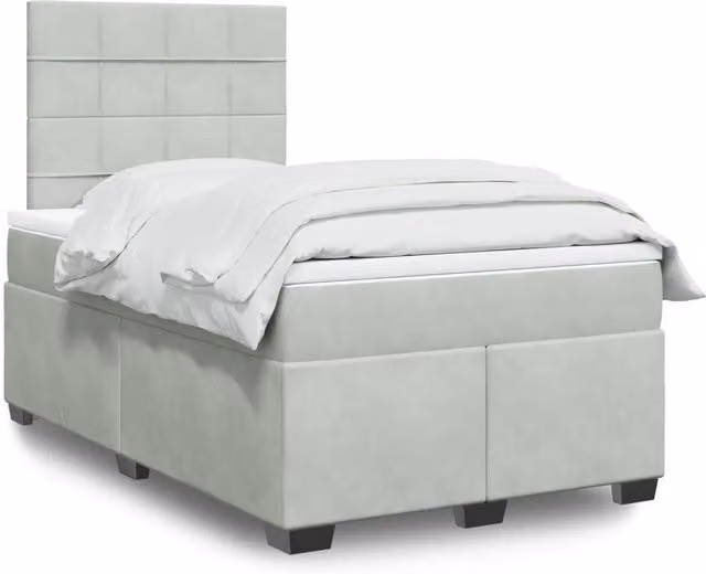 Letto Ibrido con Materasso in Velluto Grigio e Bianco vidaXL L/P: 120 x 200 cm