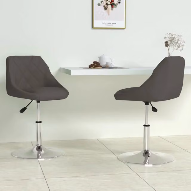 Set di 2 sedie da pranzo girevoli vidaXL in velluto grigio con base in metallo per cucina e sala da pranzo